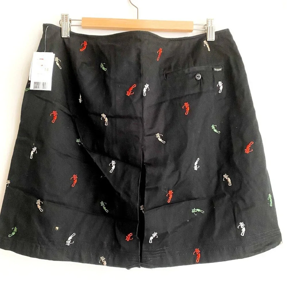 Vintage Lizgolf Cotton Black Embroidered Golf Skort 14 - Picture 5 of 8